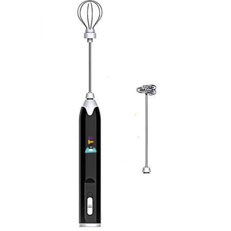 USTENSILE & ARTICOLE BUCATARIE - Spumator de lapte 2 in 1 Doty®, wireless, 2 trepte de viteza, 2 capete  mixer, portabil, pentru a face spuma de lapte, negru