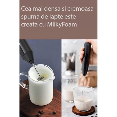 Spumator de lapte electric MilkyFoam, cu suport vertical inclus, inox, 22 cm, negru, Doty® [5]