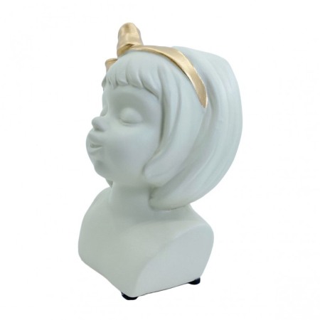 Statueta 2 in 1 White Doll, din ceramica, design minimalist, decoratiune si vaza, alb-galbui,21x14 cm [4]