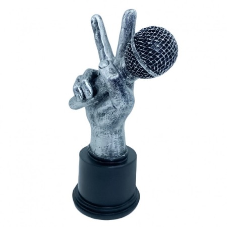 IDEEI DE CADOURI - Statueta decorativa Mic Trophy, lucrata manual, accente argintii, design elegant, 36 cm