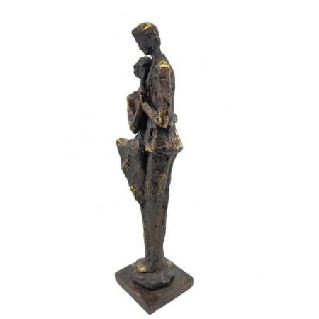Statueta Gettin'Old Together, din rasina, vintage, eleganta, maro, accente aurii, 38x10 cm [4]