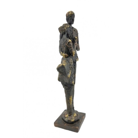 Statueta Gettin'Old Together, din rasina, vintage, eleganta, maro, accente aurii, 38x10 cm [3]