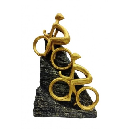 Cadouri unice - Statueta GoldConquest Doty®, munte cucerit de biciclisti, din rasina, cadou cu mesaj motivational, 31x18x12 cm