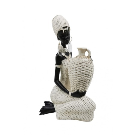 Statueta Nigerian Beauty, lucrata manual din rasina, 23x13 cm, negru/bej, design elegant, Doty®️ [1]