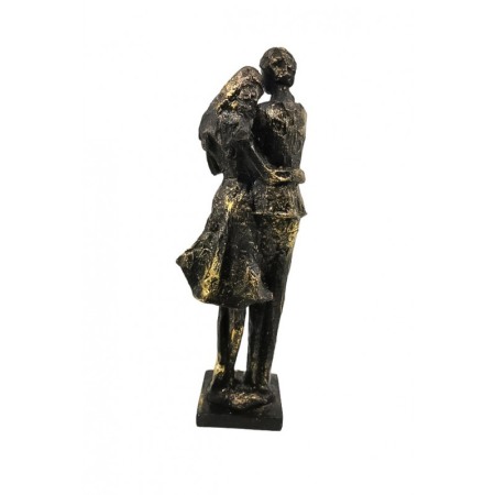 Statueta OurFamily, din rasina, vintage, eleganta, maro inchis, accente aurii, 38x10 cm [4]