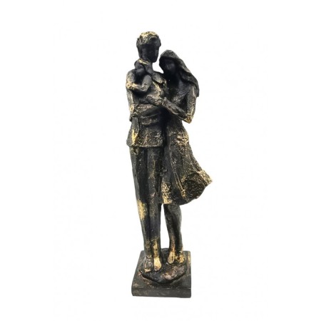 Cadouri unice - Statueta OurFamily, din rasina, vintage, eleganta, maro inchis, accente aurii, 38x10 cm
