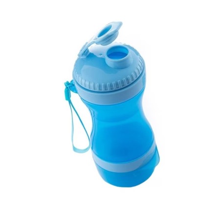 Sticla 2 in 1 Pet Double Bottle, pentru animalele de companie, 330 ml, portabila, pentru lichide si hrana, albastru, Doty®️ [7]