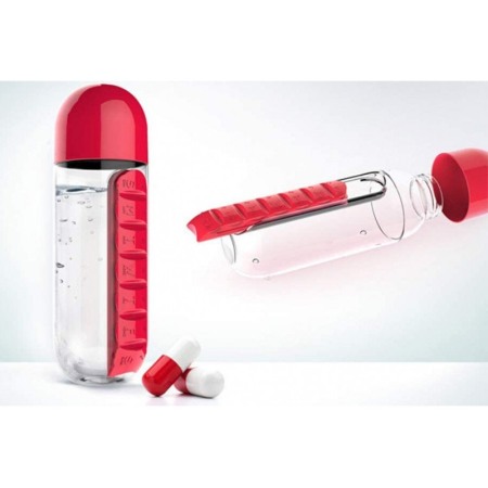 Sticla 3 in 1 Red Vit , cu organizator medicamente ,  7 compartimente cu fiecare zi a saptamanii,organizator detasabil, 600 ml,r [5]