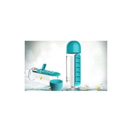 USTENSILE & ARTICOLE BUCATARIE - Sticla 3 in 1 Turquoise Vit , cu organizator medicamente ,  7 compartimente cu fiecare zi a saptamanii,organizator detasabil, 60
