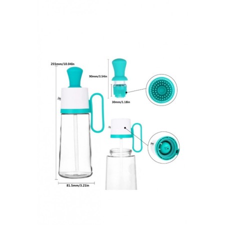 Sticla dozatoare pentru ulei 3 in 1 OilHelper Doty®, cu pensula, gradata, din sticla, practica, turcoaz, 630 ml [3]