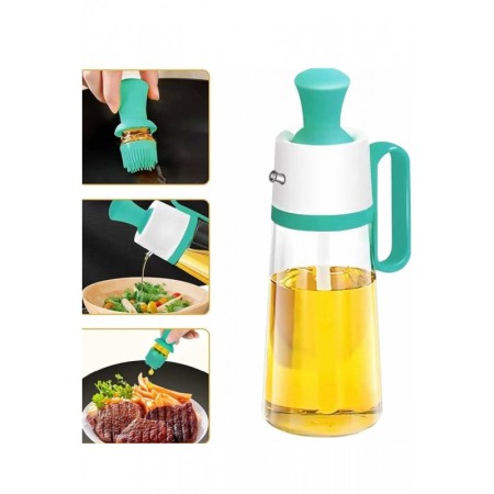 Sticla dozatoare pentru ulei 3 in 1 OilHelper Doty®, cu pensula, gradata, din sticla, practica, turcoaz, 630 ml [2]