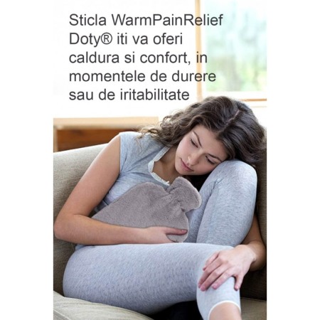 Sticla pentru apa calda WarmPainRelief Doty®, incalzitor corporal, pentru crampe menstruale si alte dureri, 2l, 32x21 cm, gri [3]