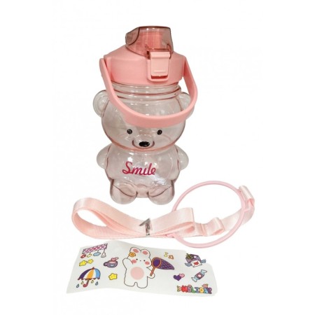Sticla pentru copii TeddyFriend Doty.ro®, design urs, pai inclus, portabila, crem, 800ml [1]