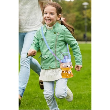 Sticla pentru copii TeddyFriend Doty.ro®, design urs, pai inclus, portabila, crem, 800ml [2]