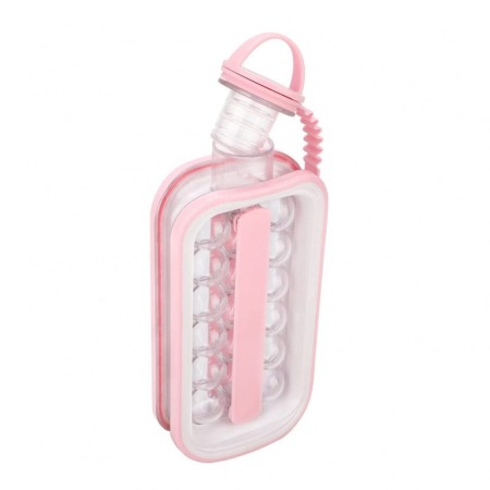 Sticla pliabila, portabila, Smart IceBall 2 in 1 pentru gheata, 156 ml si transport apa 1400 ml, roz [0]