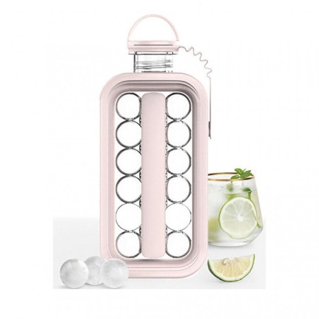 Sticla pliabila, portabila, Smart IceBall 2 in 1 pentru gheata, 156 ml si transport apa 1400 ml, roz [3]