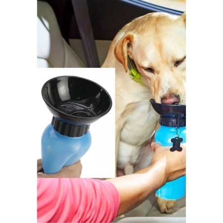 Sticla portabila cu recipient 2 in1 ThirstyDog, pentru animale de companie , 500 ml,  albastru [7]
