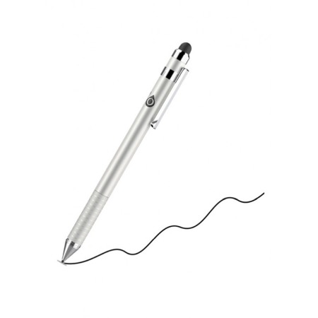 MULTI-TOOL - Stilou Pen Doty.ro® pentru tableta sau telefon, cu capat dublu de atingere, sensibilitate si precizie ridicate cu disc, gri