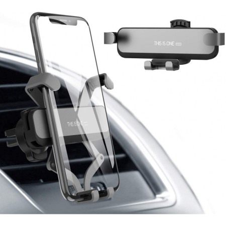 Suport auto cu auto-prindere  pentru telefon, prindere pe grila de ventilatie , GRI, 10.4 cm [1]