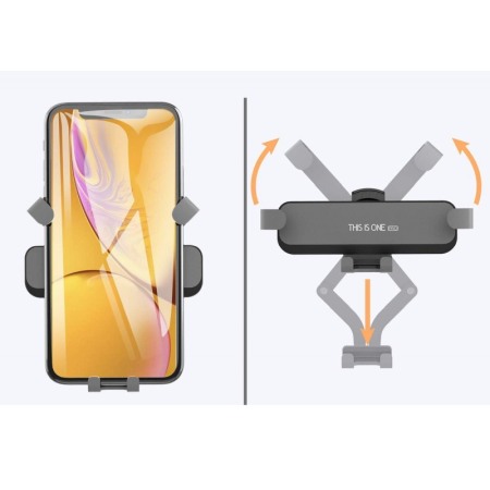 Suport auto cu auto-prindere  pentru telefon, prindere pe grila de ventilatie , GRI, 10.4 cm [4]