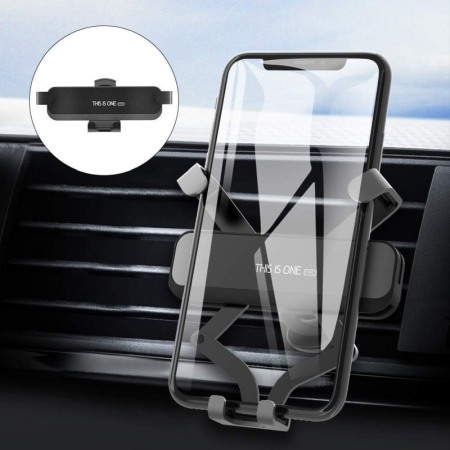 Suport auto cu auto-prindere  pentru telefon, prindere pe grila de ventilatie , Negru,10.4 cm [6]