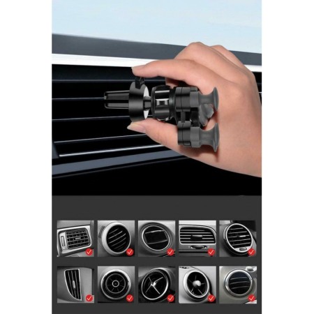 Suport auto cu auto-prindere  pentru telefon, prindere pe grila de ventilatie , Negru,11.5 cm [1]