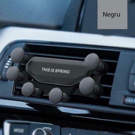 Suport auto cu auto-prindere  pentru telefon, prindere pe grila de ventilatie , Negru,11.5 cm [3]