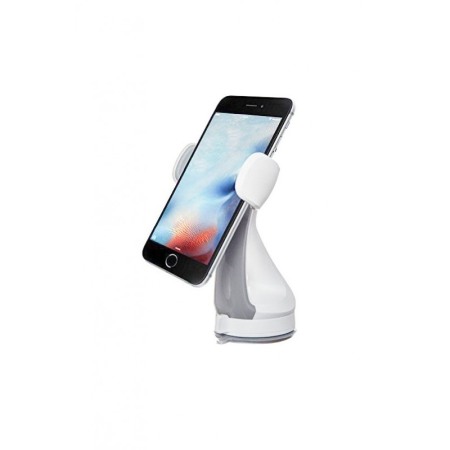 SMARTPHONE & ACCESORII - Suport auto telefon prindere cu ventuza si misca 360 grade  universal culoare Alb cu Gri