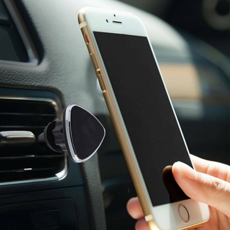 Suport auto telefon se misca 360 grade magnetic,forma triunghiulara ,pentru grila ventilatie , culoare Negru [2]