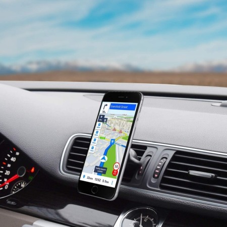 Suport auto telefon se misca 360 grade magnetic,manet dublu ,pentru grila ventilatie ,suport pentru fir, culoare Negru [2]