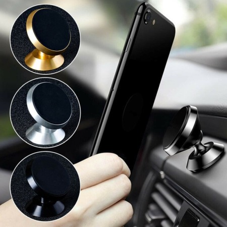Suport auto telefon  se misca 360 grade magnetic universal culoare Aurie [4]