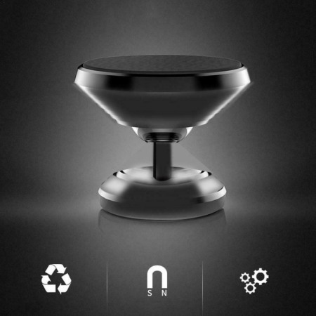 Suport auto telefon se misca 360 grade magnetic universal culoare negru [3]