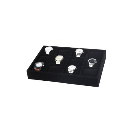 Suport BlackVelvet de expunere ceasuri sau bratari, 12 spatii, 35x24x5cm, catifea neagra, Doty®️ [1]
