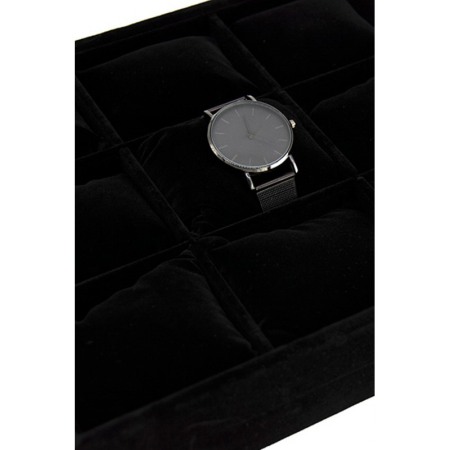 Suport BlackVelvet de expunere ceasuri sau bratari, 12 spatii, 35x24x5cm, catifea neagra, Doty®️ [2]