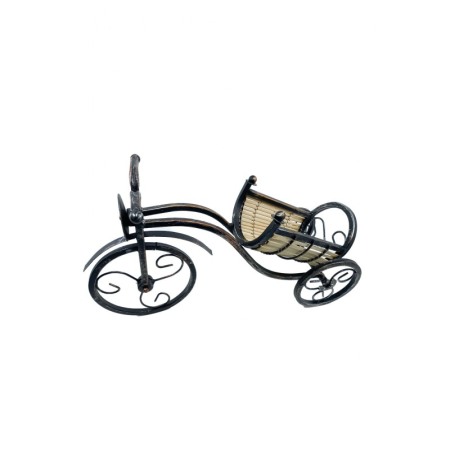 Suport de vin tricicleta Vintage Wood Wine , fier forjat, atentie la detalii, culoare aramie, 38 cm [3]