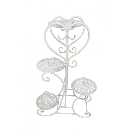 DECO - Suport GardenFairy Doty® pentru aranjamente florale sau ghivece, Metal, Rezistent, 4 spatii, alb, 80x48 cm