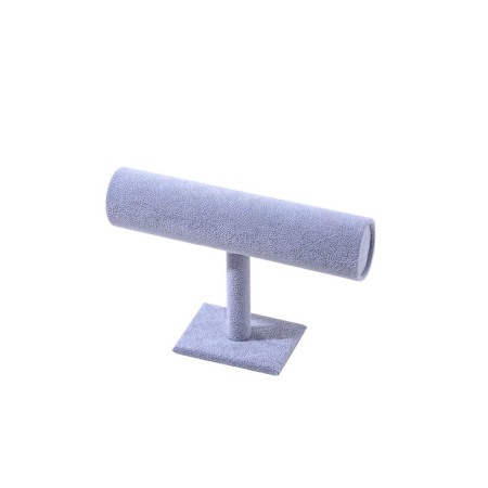 Suporti pentru bijuterii - Suport GreyTube de expunere ceasuri sau bratari, forma cilindrica, 23.5x15 cm, catifea gri, Doty®️
