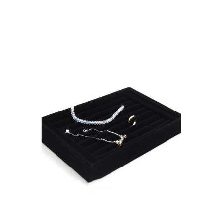 Suport organizator pentru inele sau alte accesorii mici BlackExposer, 7 randuri, catifea neagra, 22x14x3 cm, Doty®️ [1]