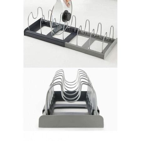 Suport pentru oale si capace PotSpace Doty®, reglabil, lungime maxima 56 cm, 7 separatoare, gri [3]