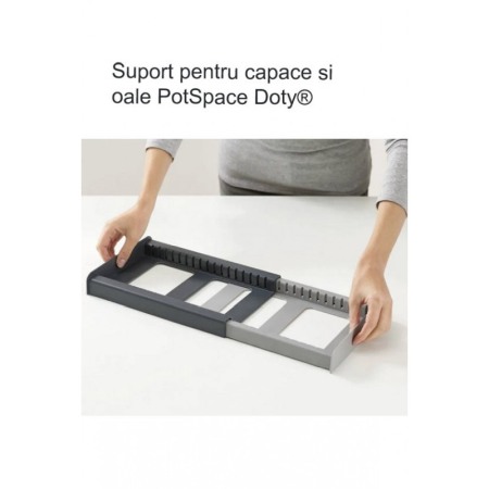 Suport pentru oale si capace PotSpace Doty®, reglabil, lungime maxima 56 cm, 7 separatoare, gri [4]