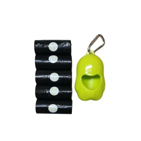 Igienă și îngrijire pisici - Suport pentru saculeti menajeri pentru caini HygienePaw, 5 seturi inclusi, cu carabina de prindere, verde/negru, 8 cm, Doty®️