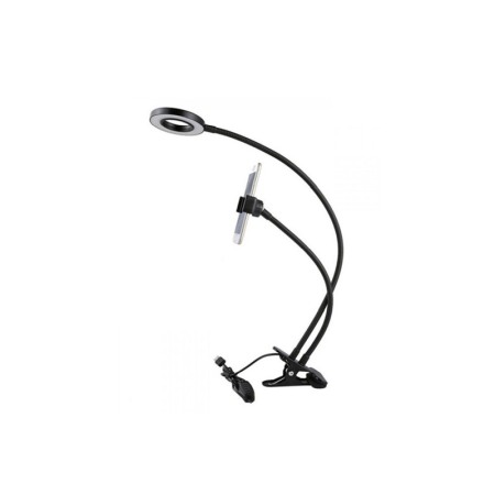 Suport pentru telefon LiveOnCamera Doty®, 3 moduri de lumina LED, fixare cu clema, 50 cm, negru [2]