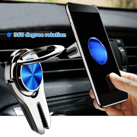 Suport pentru telefon tip Ring Holder 2 in 1 , inel cu rotatie 360, suport auto , Albastru [1]