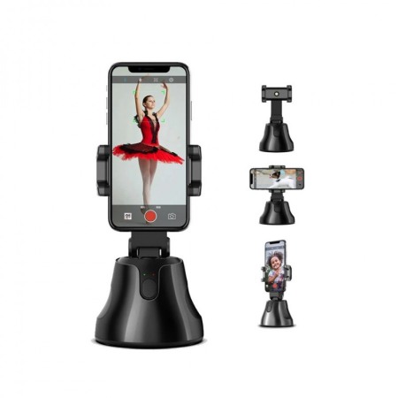 SMARTPHONE & ACCESORII - Suport Robot Phone Holder, inteligent, rotatie automata 360 ,functioneaza cu baterii, portabil, negru