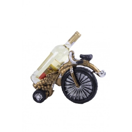 Suport sticla de vin premium Dyonysos,model tricicleta vintage, ceas incorporat, confectionat din rasina,lucrat manual cu atenti [0]
