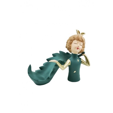 Suport sticla de vin The Boy With Wine, lucrat manual din rasina, model bust de barbat, verde, 25x26 cm [1]