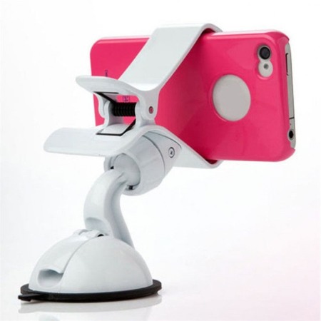 Suport telefon auto 360 Sistem CLIP , prindere cu ventuza , deschidere de 10 cm, Alb [3]