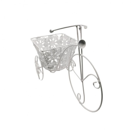 DECO - Suport TriPot de Flor, pentru un ghiveci cu flori, metal, rezistent, design creativ, alb, 32x12x20 cm