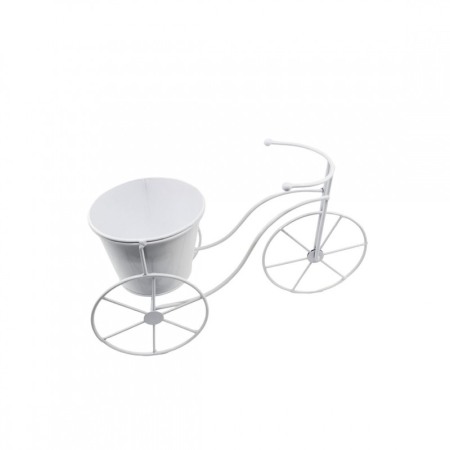 DECO - Suport TriPot de Flor, pentru un ghiveci cu flori, metal, rezistent, design creativ, alb, 32x12x20 cm