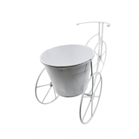 Suport TriPot de Flor, pentru un ghiveci cu flori, metal, rezistent, design creativ, alb, 32x12x20 cm [2]